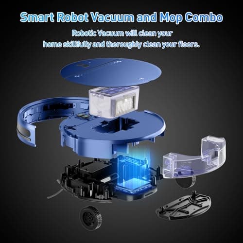 Robot Vacuum and Mop Combo, 2-in-1 Mopping Robot Vacuum Cleaner with 2300Pa Suction, 2.87'' Slim Design, Wi-Fi/App/Voice Control, 3D Obstacle Avoidance&Self-Charging for Hard Floors, Carpets, Pet Hair 5