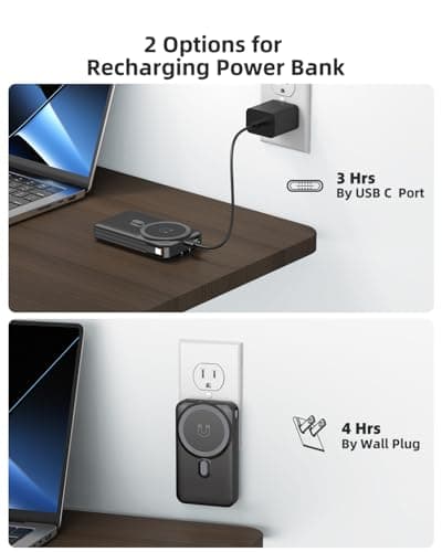 for Magsafe Portable Charger 10000mAh Wireless Magnetic Power Bank, 22.5W PD 3.0+QC 4.0 Fast Charging Battery Pack, Built-in Cables &AC Wall Plug &LED Display &Stand for iPhone 17/16/15/14/13 Series 4
