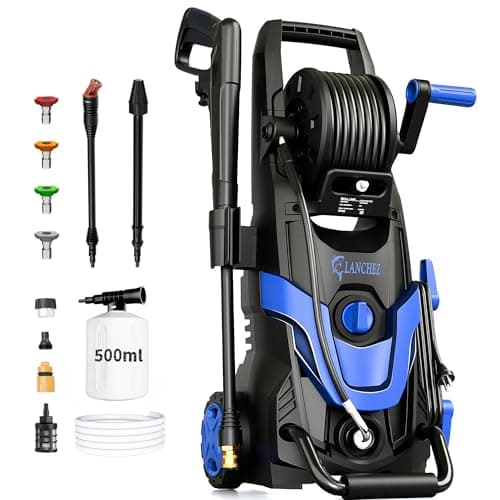 Pressure Washer 4800-Psi, Power Washer with 6 Quick Connect Nozzles, Inlet Hose & Filter&500mlFoam Cannon for Cars/Fences/Driveways/Patios/Home Cleaning (Blue)