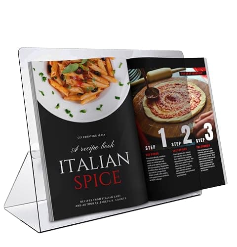 Srenta Durable Acrylic Cookbook Stand Transparent Easy Viewing iPad/Tablet Holder, Great for Cooking/Baking Without Making Your Cook Book Dirty.