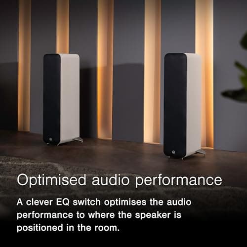 Q Acoustics M40 Bluetooth Powered Floorstanding Speakers HD Wireless Music Home Theatre Surround Sound System Walnut – Tweeter 0.9”, Mid Bass/Driver 5.0”, Freq. Response 38 Hz – 22 kHz 6