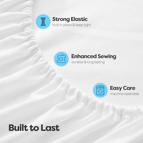 Comfyanno Full Size Fitted Sheet Only Deep Pocket, Fits 18” to 24” Deep Mattress - Soft Brushed Microfiber - Light-Weight & Breathable - Hotel Quality - Wrinkle & Fade Resistant - White Fitted Sheet 5