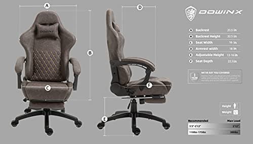 Dowinx Gaming Chair Big and Tall, Ergonomic Game Chair for Adults with Footrest and Massage Lumbar Support, High Back Computer Gamer Chair PU Leather, 350Lbs, for Office, Home, Brown 7
