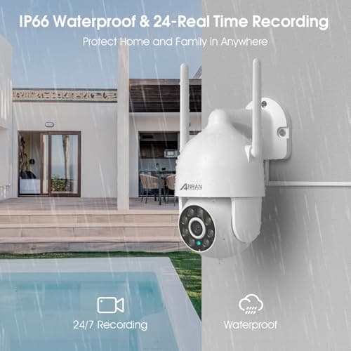 ANRAN 2K WiFi Security Camera Outdoor: 2.4/5GHz Dual-Band, Auto-Tracking, 2-Way Audio, Color Night Vision, 24/7 Recording, 3MP Pan-Tilt 360° View Camera for Home/House 6