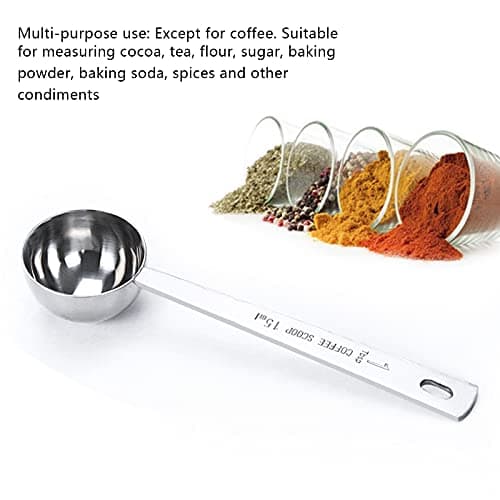 2-piece stainless steel tablespoon measure spoon, coffee scoop 1 tablespoon, long handle coffee scoop suitable for coffee powder and coffee making (silver-2pcs-15ml) 6