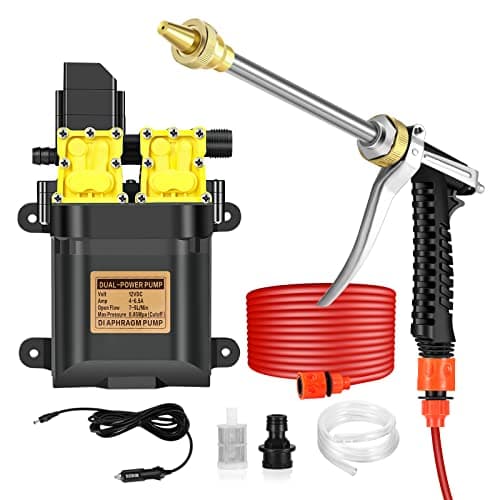 Powstro Car Pressure Washer - 100W 160PSI Portable Electric Washer Pump with 20 Feet PVC Hose 12V Pressure Washers for Home Garden Car Vehicles Cleaning Pet Shower (Upgraded)