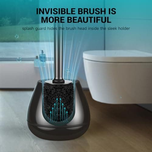 alpsnow Toilet Brush and Holder, Toilet Bowl Brush with Long Handle, Plastic Holder Easy to Hide, Drip-Proof, Easy to Assemble, Deep Cleaning 5