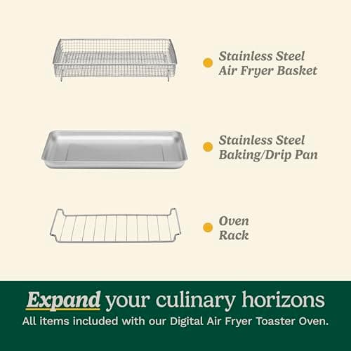 Cuisinart Air Fryer Toaster Oven, Digital Display, 1800 Watt Air Fryer Toaster Oven Combo with Adjustable Temperature and Controls, Stainless Steel Small Kitchen Appliance, TOA-65,Silver 6