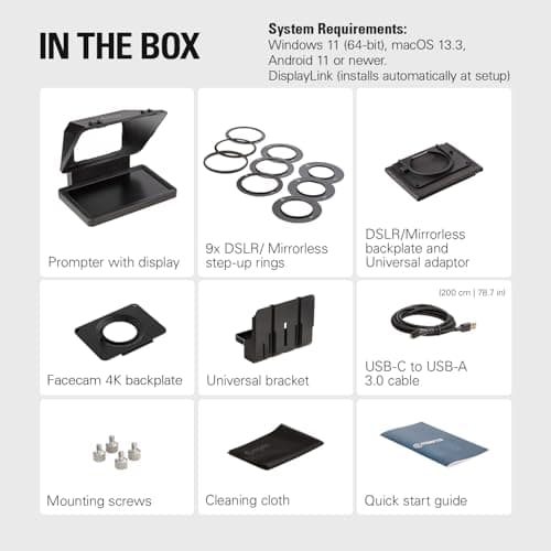 Elgato Prompter – Teleprompter with Built-in Screen for YouTube, Twitch, Zoom and More, 1080 pixels, Supports DSLR/Webcam/Smartphone, Drag & Drop Monitor Display, Works with Mac/PC & Stream Deck 13