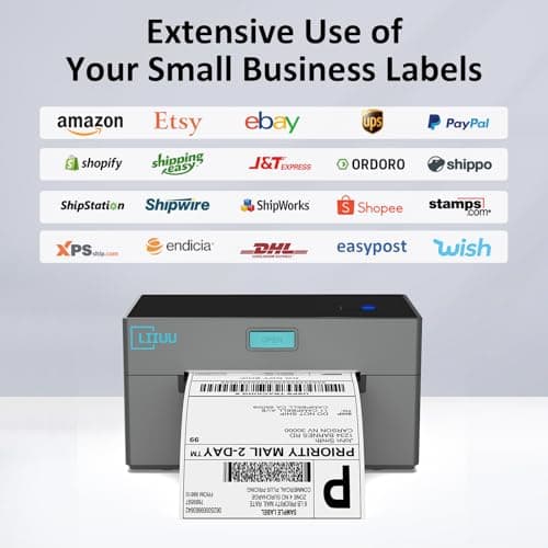 Bluetooth Thermal Shipping Label Printer, 4x6 Label Printer for Shipping Packages, Support iOS, iPhone, iPad, Android, Mac and Windows, Widely Used for Amazon, Ebay, Shopify, Etsy, USPS,UPS 6