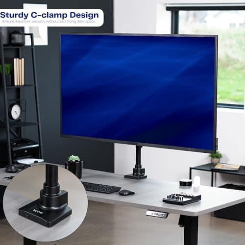 VIVO Ultra Wide Monitor and TV Desk Mount for up to 55 inch Screens, Single Television Stand with Articulating Arm, Holds up to 44 lbs, Max VESA 400x400mm, Black, STAND-V155D 7