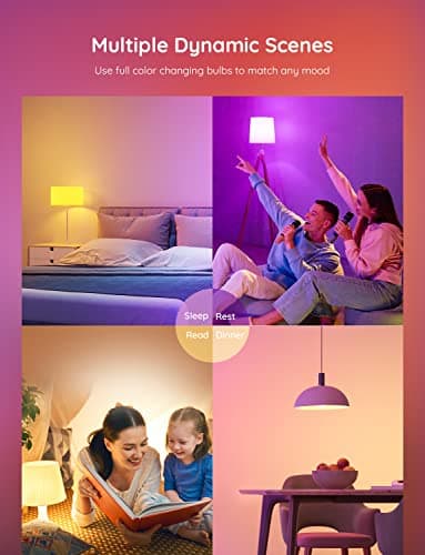 Govee Smart Light Bulbs, Color Changing Light Bulb, Work with Alexa and Google Assistant, 16 Million Colors RGBWW, WiFi & Bluetooth LED Light Bulbs, Music Sync, A19, 800 Lumens, 4 Pack 7