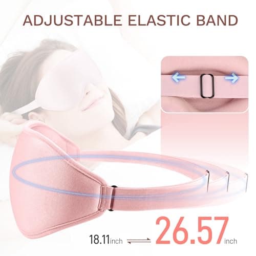 FlyCoco 99% Fully Block Out Light Eye Sleep Mask, 3D Deep Contoured Eyes Cover Zero Pressure, Long Lash Extension Eyes Mask with Adjustable Straps for Sleeping Travel Home Nap Rest Women Men (Pink) 6