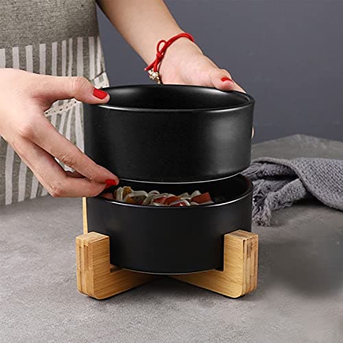 Petygooing Ceramic Dog Cat Bowls Set with Stand,Black Pet Food and Water Bowl,Small Dog Bowls Cute Modern Anti Slip Set of 2 Pet Feeder Small Size Pet Dish(13.5OZ/5.1 in) 7