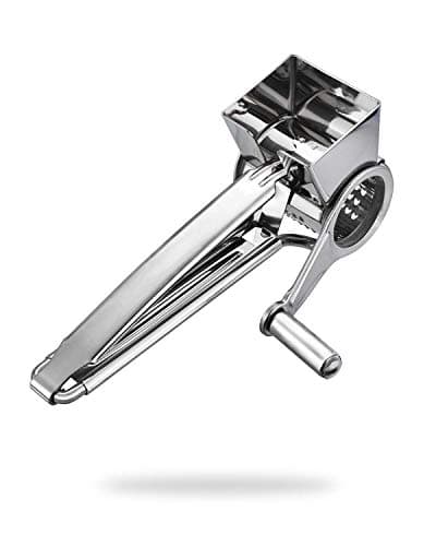 TONMA Multipurpose Rotary Cheese Grater with 1 Stainless Steel Handheld Drums for Parmesan, Mozzerella, Vegetables and More, Ergonomic Design
