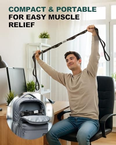 Trideer Stretching Strap Yoga Strap Physical Therapy for Home Workout, Exercise, Pilates and Gymnastics, 10 Loops Non-Elastic Stretch Bands with Aesthetic Packaging for Women & Men (Black) 5