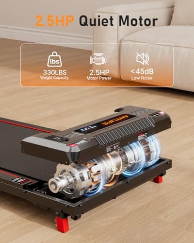 Walking Pad Treadmill, Anylife Incline Walking Pads Under Desk 330lb Capacity, 2.5HP Portable Treadmills for Home, Compact Treadmill Small Running Pad with LED Display, Remote Control, Orange 5