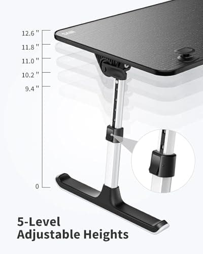 SAIJI Height & Angle Adjustable Laptop Stand for Bed, Lap Desk Bed Tray Table, Light Weight Foldable Portable Laptop Table for Couch Sofa Chair Floor Desk for Adults, Kids (52*30cm Black) 7