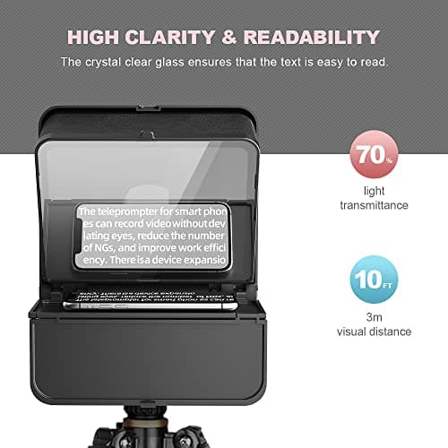 LENSGO TC7S Portable Teleprompter for Phone, One-Second Fold Mini Teleprompter with Remote Control,App Compatible with iPhone & Android for Online Teaching Vlog Live Streaming Interview 6