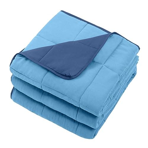 Blue Weighted Blanket for Adults 12lbs, 48"x72", Twin Full Size Cooling Heavy Throw Blanket for 110-130lbs, Microfiber Soft Thick Big Blankets Weighted Comforter Gift for Sleeping 8