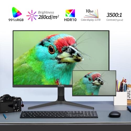 CUNPU 32 inch 4K UHD (3840 x 2160) Monitor IPS Ultra-Thin Computer Monitor 60Hz sRGB 100% Built-in Dual Speakers HDR10 VESA DisplayPort HDMI Height/Tilt/Pivot Adjustment 3