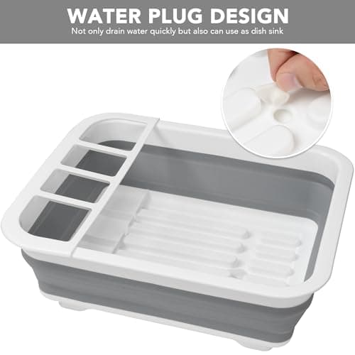 Tiawudi Collapsible Dish Drying Rack, Pop Up Dinnerware Drainer, Portable Plate Organizer for Kitchen RV Campers Travel Trailer, Space Saving Kitchen Storage Tray 6