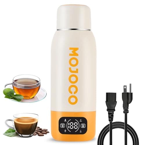 Mojoco Portable Travel Kettle - 20oz Double Wall Vacuum Insulated Stainless Steel Kettle for Coffee, Tea - Leak Proof Portable Small Water Boiler for RV, Camping