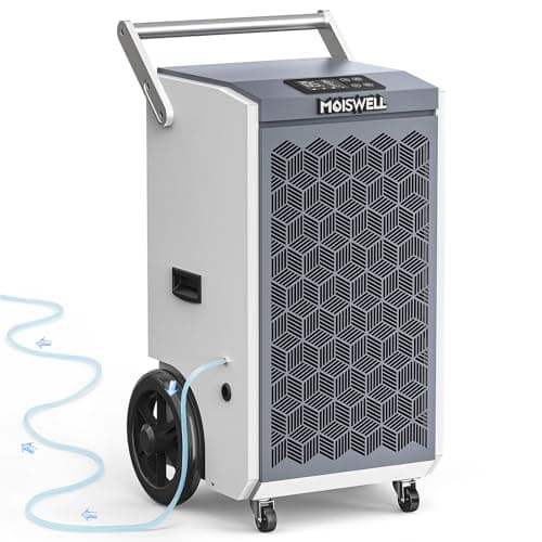 Moiswell 260 Pints Commercial Dehumidifier with Pump and Drain Hose for Basements, Heavy Duty Commercial Grade Dehumidifiers for Large Spaces, Warehouse, Industry Water Damage Unit, Auto Defrost