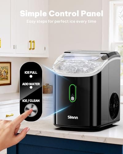 Silonn Nugget Ice Maker Countertop, Pellet Ice Machine with Self-Cleaning Function, Sonic Ice Maker Produces 33lbs of Chewable Ice in 24 Hours, Ideal for Home Kitchen and Office (Black) 6