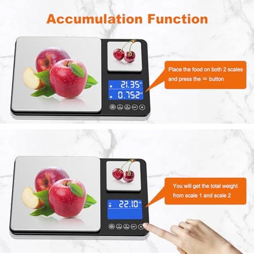 KUAIVO 0.001oz/33lbs Dual Platform Food Kitchen Scales Digital Weight Grams and Ounces, Two Precisions Kitchen Scale for Sourdough Bread, Baking and Cooking with 7 Units Tare, Accumulation Functions 7