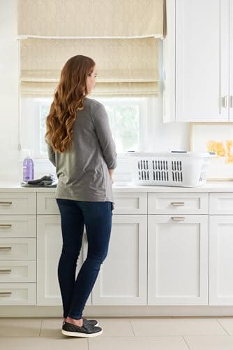 Rubbermaid Large Hip-Hugger Laundry Basket/Hamper, 1.5-Bushel, White, Stackable Storage Bin/Organizer for Bathroom/Bedroom/Dorm/Home 6