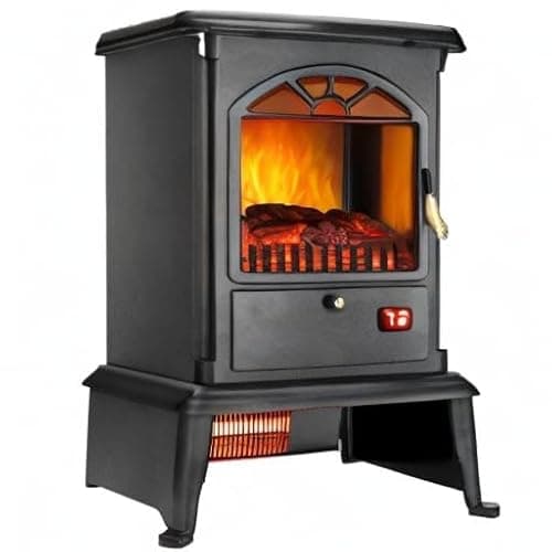 Winado Electric Fireplace, 22" Freestanding Infrared Furnace Heater, with 3 Side Views, Remote Control, LED Display, Overheat Protection for Home and Office, 1000W/1500W, Black 10