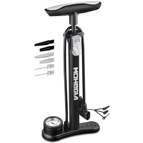MOHEGIA Bike Floor Pump with Gauge,Air Bicycle Pump Inflator with High Pressure 160 PSI,Fits Schrader and Presta Valve