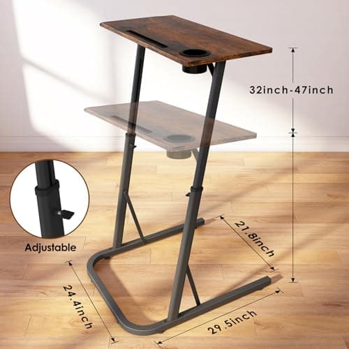 Semohop Treadmill Desk with Wheels,Small Portable Walking Pad Desk,Mobile Bike Trainer Table,Rolling Table Adjustable Height for Laptop,Indoor Cycling Trainer Stand,Bedside Table 7