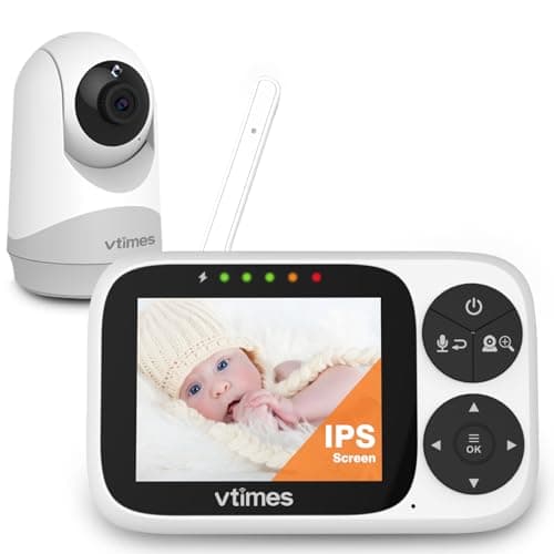 VTimes Baby Monitor with Camera and Audio, 3.2" IPS Screen Video Baby Monitor No WiFi Night Vision, Portable Baby Camera VOX Mode Pan-Tilt-Zoom Alarm and 1000ft Range, Ideal for Baby/Elderly/Pet