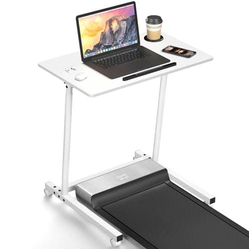 Eocnrhe Treadmill Desk, Mobile Small Standing Desk with Wheels for Walking Pad, Portable Table for Laptop, Rolling Table Adjustable Height, Bedside Table