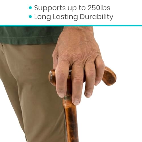Vive Wooden Walking Stick Cane - for Men, Women, & Seniors - 36 Inch Single Point Rubber Tip with Willow Handle - Ergonomic Grip for Balance & Stability - Lightweight Elderly Assistance Product (Wood) 8