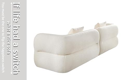 HAMORESPACE 110''Modern Curved Sectional Sofa, Bread Shape Design, Upholstery Boucle Sofa with Pillows, Luxury Couch for Living Room (Beige) 5