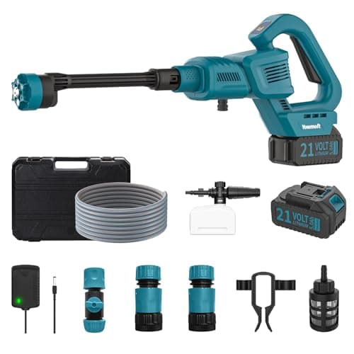 Cordless Pressure Washer, 970PSI Portable Pressure Washer Compatible with Makita Battery, 3 Speed Adjustment LCD Touch Screen, Portable Power Washer with 5.0Ah Battery for Car/Floor/Patio