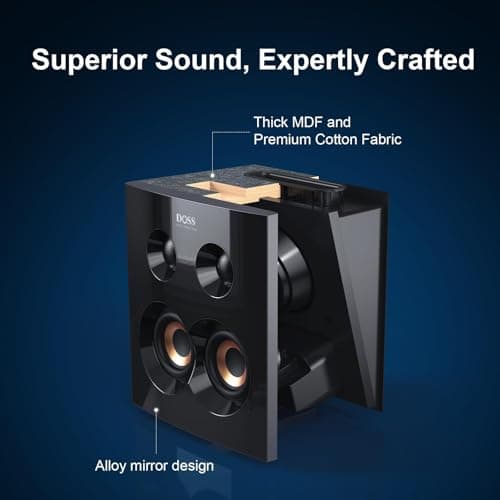 DOSS SoundBox H300 Bookshelf Bluetooth Speaker, 90W Stereo Sound with Extra Bass, Three DSP Technologies, 20H Playtime, BT 5.3, Wireless for Home, Livingroom, Office 5