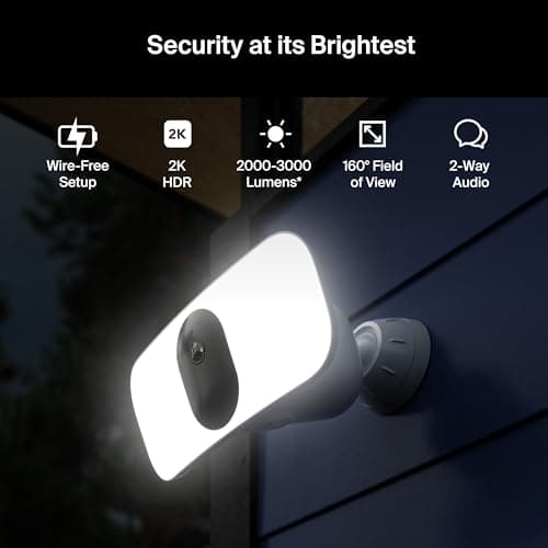 Arlo Pro 3 Wireless LED Floodlight Security Camera 2K HDR, 2000-3000 Lumens, Custom Detections, Emergency Response, Connects to Wi-Fi, Color Night Vision, 2-Way Audio, Rechargeable (White) 5