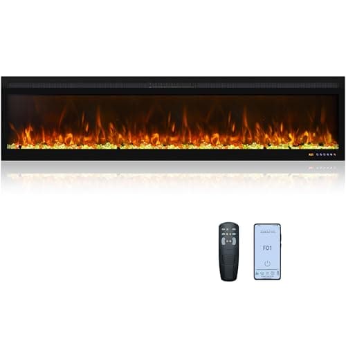 Oxhark Flame Linear Smart WiFi Electric Fireplace 72 Inch, APP & Touch Screen & Remote Control, 169 Realistic Flame Color Combinations, Timer & Thermostat Fireplace Heater,1500W