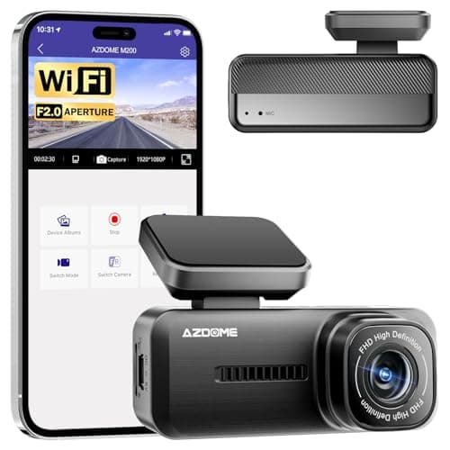 Azdome M200 Mini Dash Cam WiFi Dashcam, 1080P Front Dash Camera for Cars, Hidden Car Camera with 24H Parking Mode G-Sensor Night Vision, AZDOME APP, Loop Recording, Support 128GB Max, Easy to Install