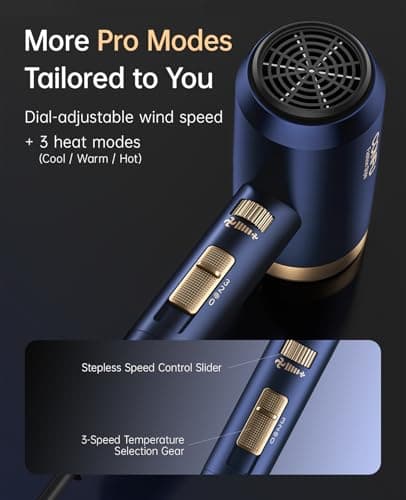 Hair Dryers for Women, CONFU Hair Dryer with Diffuser, Blow Dryers for Men, Hairdryer with Diffuser Attachment, Portable Lightweight Fast Drying Negative Ion Hairdryer for Home 5