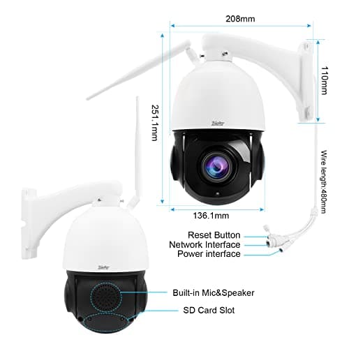 YoLuKe PTZ Camera Outdoor,5MP 20X Optical Zoom WiFi IP Camera with 360° Rotate and 1000ft View Distance/Human Detection & Auto Tracking/Two Way Audio/IP66 Waterproof/Night Vision 7