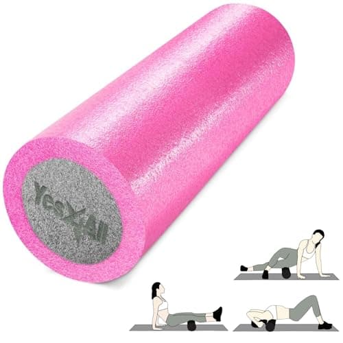 Yes4All Medium Firm PE Foam Rollers for Yoga & Pilates, Available in 12, 18, 24, 36 inch, Two-Layer PE Yoga Roller for Massage