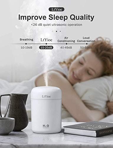 LtYioe Colorful Cool Mini Humidifier, USB Personal Desktop Humidifier for Car, Office Room, Bedroom,etc. Auto Shut-Off, 2 Mist Modes, Super Quiet. (White) 5