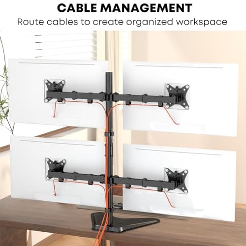 Quad Monitor Stand, Fully Adjustable Stacked 4 Screen Desk Mount for 17 to 32 Inch Computer Screens,Hold up to 19.8lbs Each,Black 5