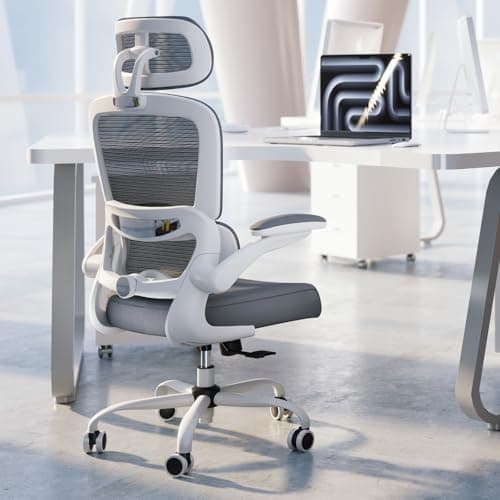 TRALT Office Chair Ergonomic Desk Chair, 330 LBS Home Mesh Office Desk Chairs with Wheels, Comfortable Gaming Chair, High Back Office Chair for Long Hours (White) 6