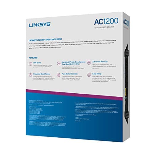 Linksys E5400 WiFi 5 Dual Band Router | 1,500 Sq. ft Coverage | 10+ Devices | Parental Control, Guest WiFi | Speeds (AC1200) 1.2Gbps 5